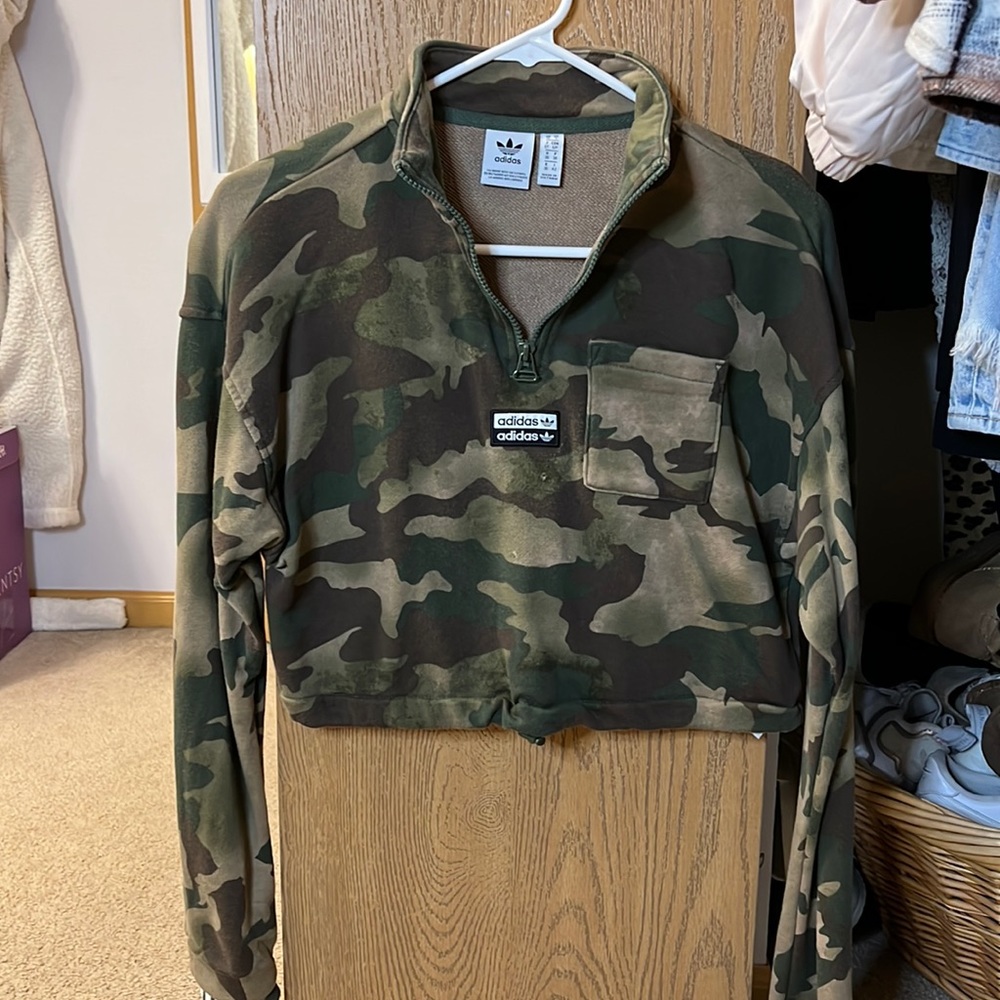 Adidas Camo Cropped Quarter Zip